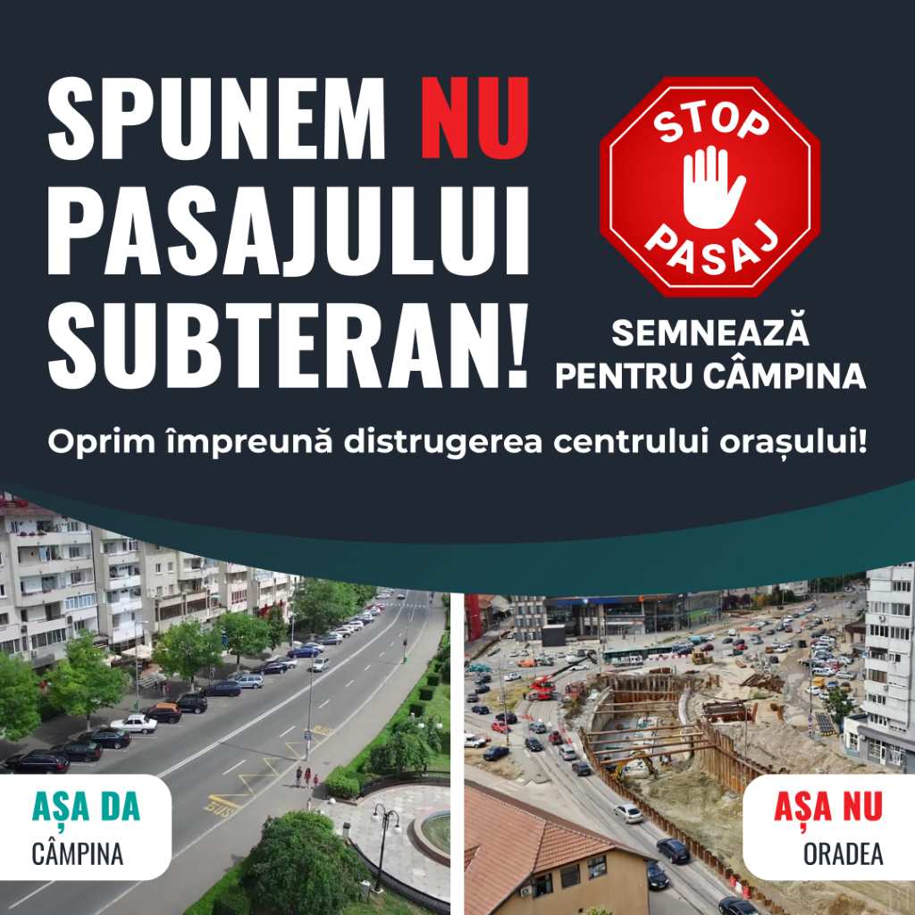 Peste 6.000 de semnături strânse la Câmpina în cadrul campaniei civice „Spunem NU pasajului subteran”